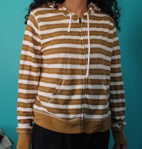 yellow striped zip up hoodie Size L