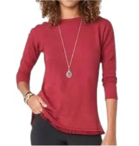 Spartina 449 Hudson Fringe Brock Red Long Sleeve Casual Button Top Size L