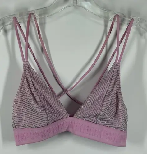 Pink Victoria’s secret unlined triangle top silver metallic purple bralette size