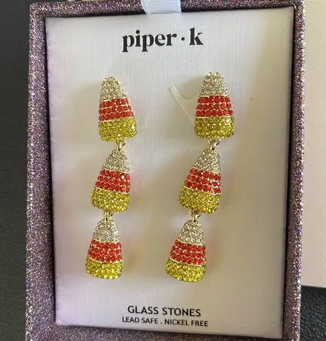 Piper k three tier candy corn glistening drop earrings new Orange