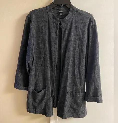 Eileen Fisher  blazer charcoal open front linen blend Medium