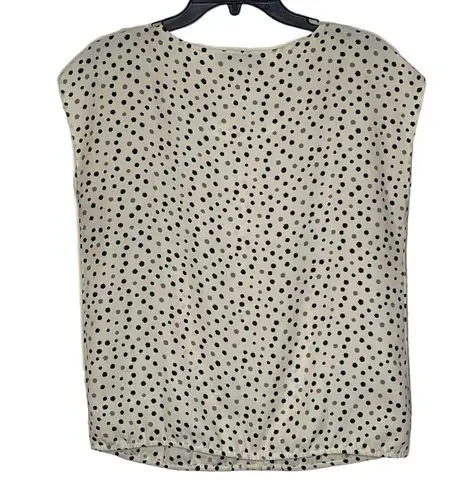 Ann Taylor LOFT Petites Sleeveless Top Size MP Light Yellow Black Gray Splotches