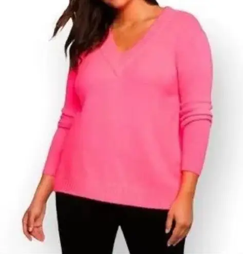 Eloquii  Hot Pink V Neck Pullover Sweater 14/16 Worn Only Once!