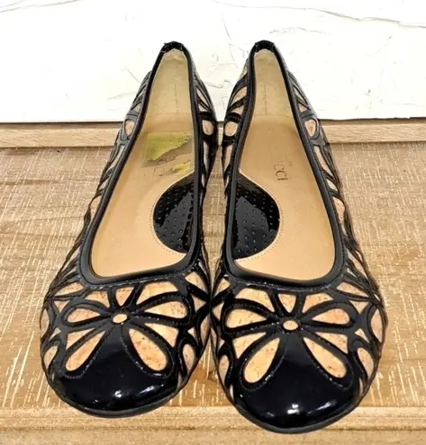 Sesto Meucci Ballet Flats black patent leather and cork size 10
