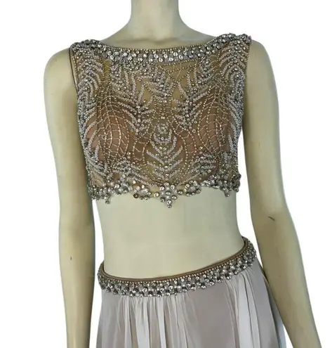 Terani Couture PROM 1611P1018 White & Nude size 6