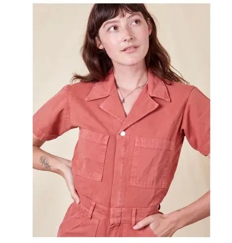 BIG BUD PRESS Short Sleeve Jumpsuit, Clay Red, 4X Red