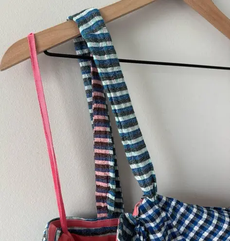 Maeve Anthropologie Waverly Dress One-Shoulder Checkered gingham midi asymmetric