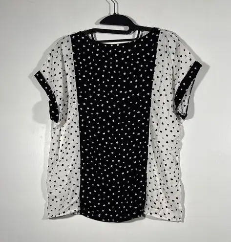 W5 NWT Black and White Boxy Blouse with Polka Dots