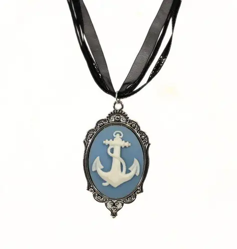 Handmade Anchor Cameo Necklace – Gothic Retro Summer Vibes