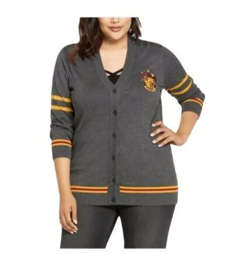 Harry Potter  Gryffinfor House Cardigan Gray Size XL Preppy Wizard Academia Cute