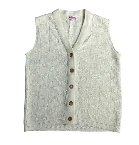 Vintage Miss Scotch English 60s Sleeveless Knit Cardigan Sweater Women's Medium