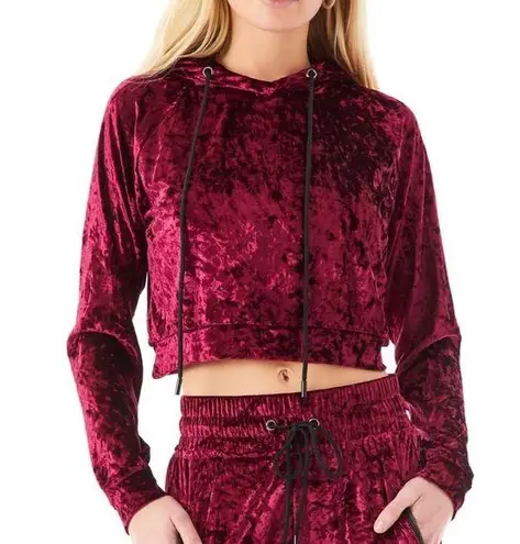Emma & Sam crushed velvet cropped hoodie