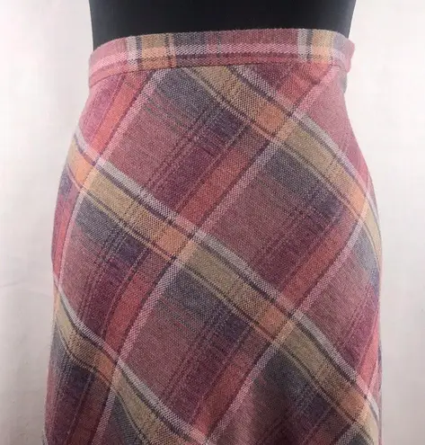 American Vintage Vintage LeVoys Pink Plaid High Waist Midi Skirt