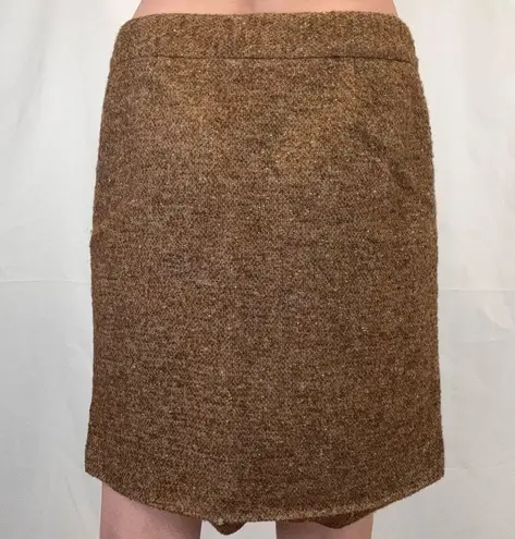 Adrienne Vittadini Vittadini Women's Wool Boucle Woven Tweed Skirt 10 Gold Brown Yellow Full Zipper