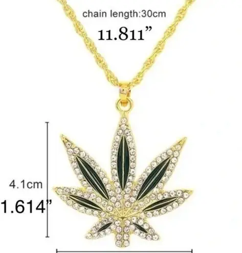 18K Gold Plated Leaf Diamond Pendant Necklace