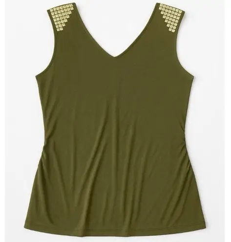 Baby Phat Vintage Y2K Plus Size Army Green Embellished Sleeveless Top 2XL