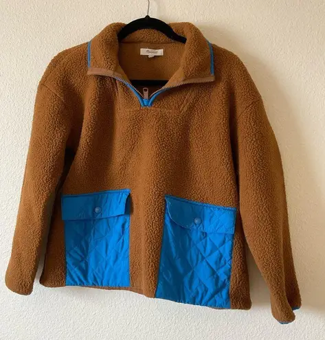 Madewell  (Re)Sourced Cream Fleece Quilted Pocket Popover Jacket XS