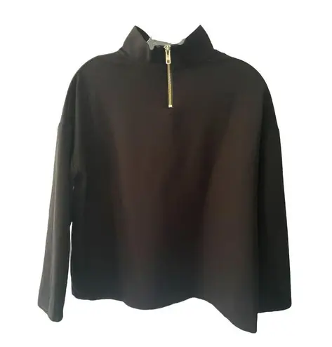 Emerson Fry Edie Ponte Mock neck long sleeve Black Knit Top Sz L Size L