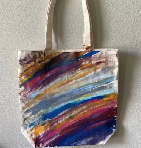 Original painted canvas bag Purple