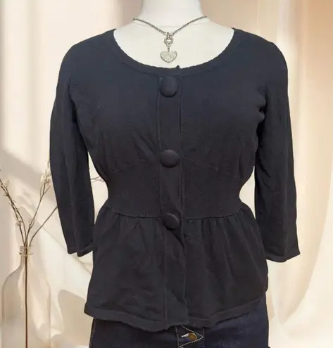 Requirements Vintage Y2K Black Babydoll Cinched Cardigan with big buttons