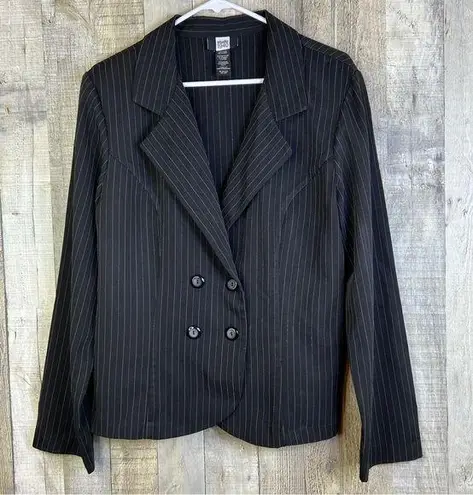Studio 1940 SZ. 16 Black Button Front Jacket w/White Pin Stripe & Should…