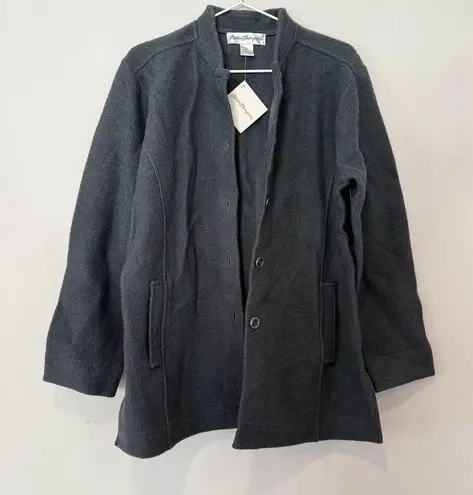 Norm Thompson 100% Wool Green Button Up Sweater Jacket Womens Sz Medium 1631 NWT