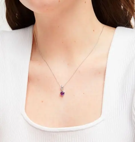 Kay Jewelers //Amethyst Heart Necklace With Diamond Accent Sterling Silver