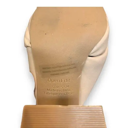 Open Edit Women 5.5M Saydee Nude Pillowy Faux Leather Block Heel Sandals Slides