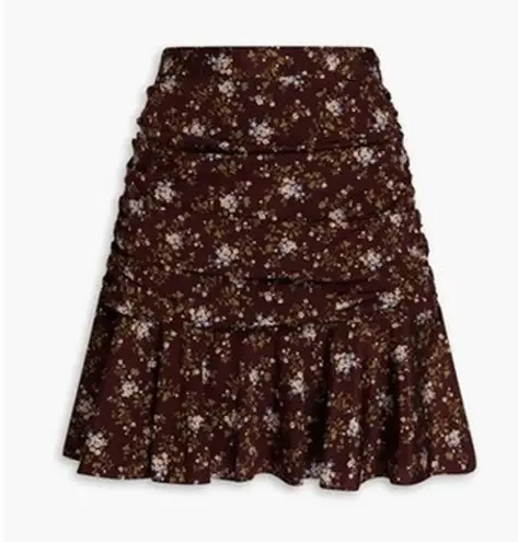Veronica Beard NWT Merlot Multi Floral Print Taras Silk Ruched Mini Skirt Size 4