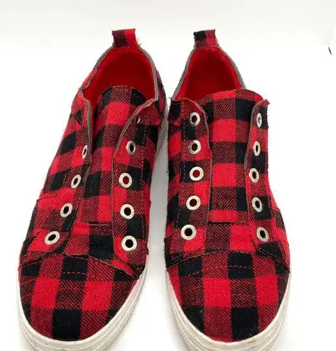 None Buffalo Plaid Sneakers Slip On Style size 7