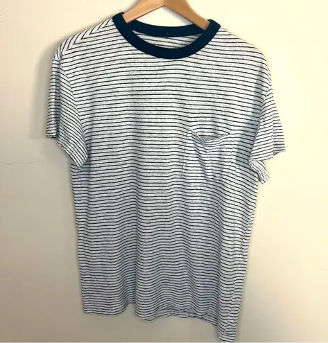 Goodfellow & Co Goodfellow Shirt Women Size Medium White Black Striped Pocket Short Sleeve Tee