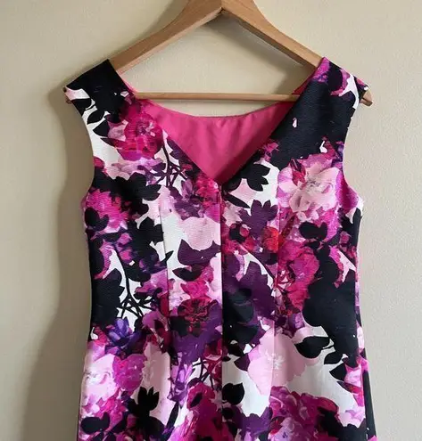 Eliza J Pink Womens Size 4P Petite Floral-Print Sheath Dress Lined Sleeve