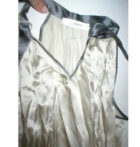 &merci Womens 2 NWT New Italy Designer Merci Silk Dress 38 IT Belt Sleeveless Tan Gray