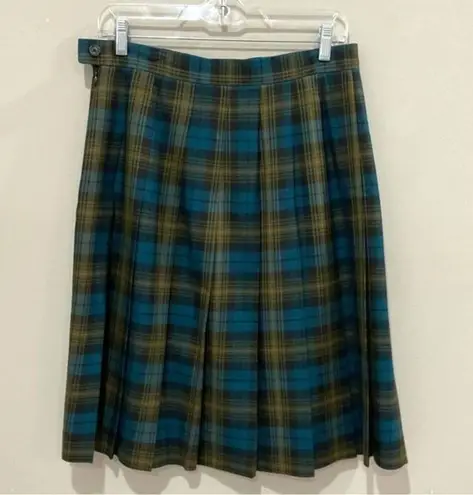 L.L.Bean  Vintage Pleated Skirt Wool Plaid Sz 12 Made in USA Academia Vntg Vtg