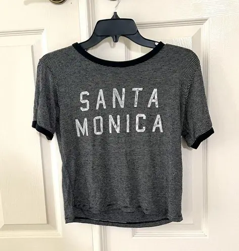 Brandy Melville John Galt black and white striped short sleeve Santa Monica shirt