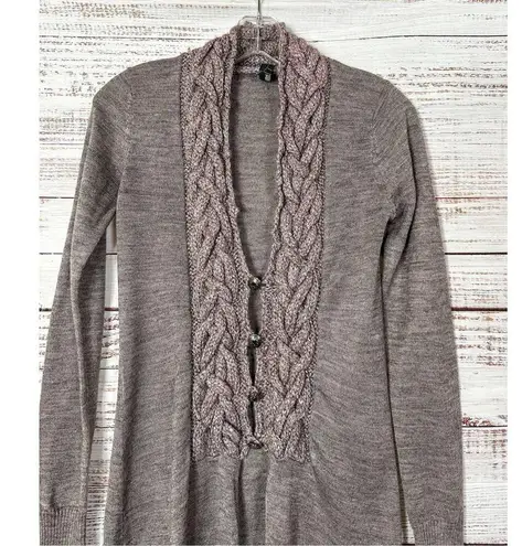 BKE Boutique Women's Wool Blend Knitted Long Sleeve Cardigan Brown Size Small