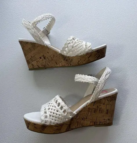 Jellypop Gabrielle Women Cork Wedge Heel Sandals 8.5M White Comfort Fit BohoChic