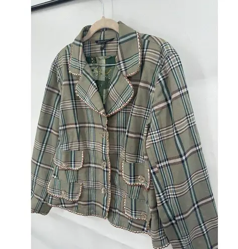 Bernardo  Jacket Women 16 Green Plaid  Mary Poppins Y2K 90s Hippie Bohemian