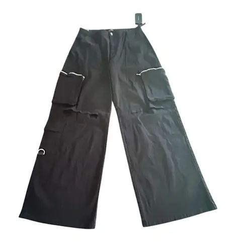 American Bazi Los Angeles Cargo Wide Leg Black Pants Zipper Pockets 2X Gorpcore