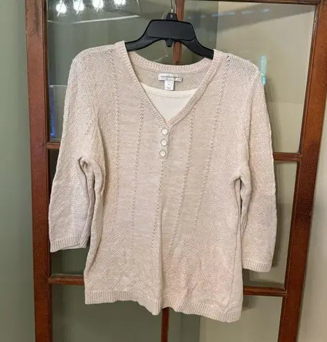 Christopher & Banks Cream V-Neck Sweater