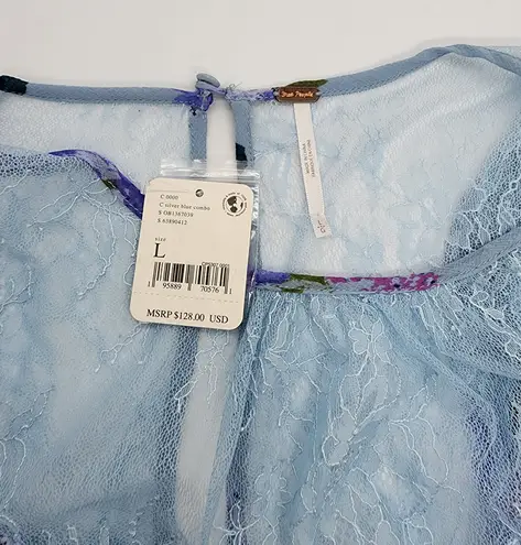 Free People Lace Sheer Smocked Cropped Top