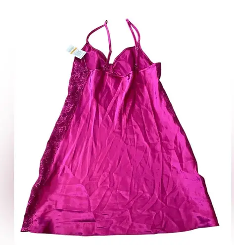 Morgan Taylor NEW Intimates Warm Raspberry Lace Satin Lingerie Mini Slip Dress