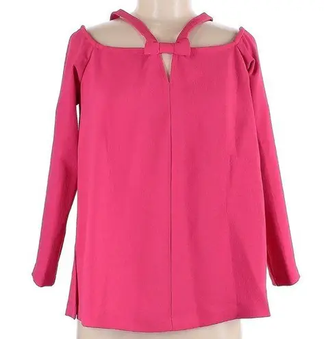 W By Worth Collection Vintage Barbie Pink Cold Shoulder Bow Neck Blouse Size 6