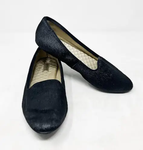 Birdies [] The Blackbird Size 7 Black Calf Hair Slip-On Loafer Flats Almond Toe