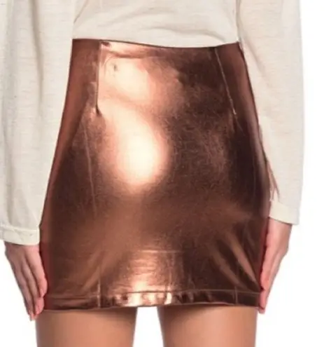 Line and Dot Gold Mini Pencil Skirt with Ruffled Detail
