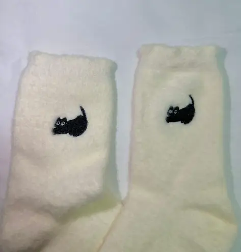 Cat Socks – Cozy & Soft with Cute Black Cat Design🐾 White