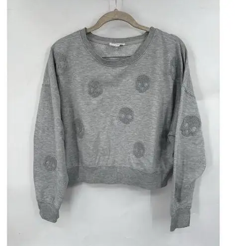 Olive & Oak Sherpa Skull Cropped Sweatshirt Women Small Silver Skater Goth