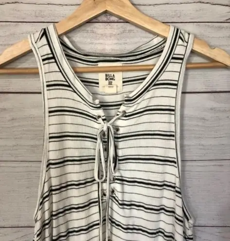 Billabong  Let Loose Black & White Lace Up Tank Top L