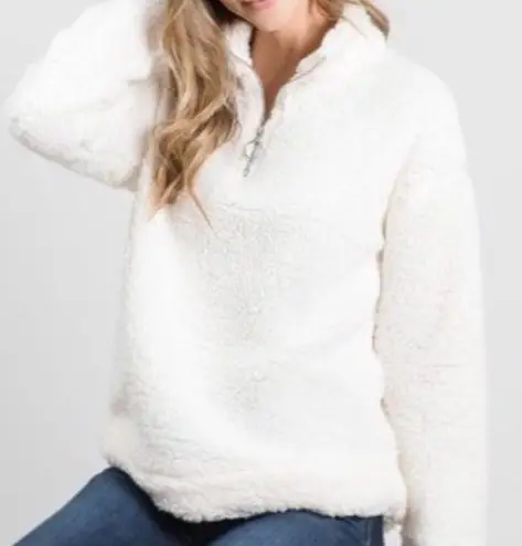 Be cool Teddy Bear Faux Shearling Sherpa Half-Zip Sweater