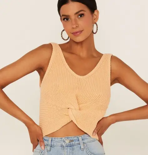 Shyanne NWT Knit Tank Top Womens XL Peach Twist Front Ribbed Coastal Cowgirl